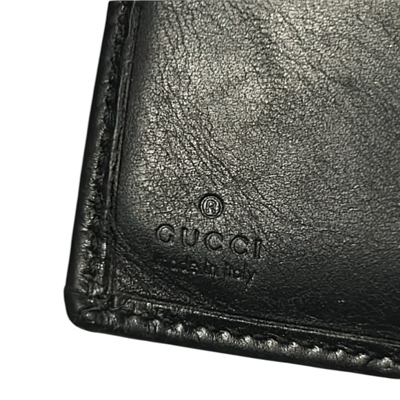 Gucci Guccissima Metal Bar French Flap Black Leather Wallet in VGUC - Picture 9 of 16